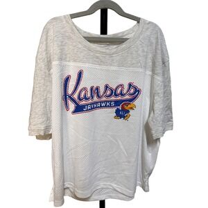 Gameday Couture Kansas Jayhawks Mesh Jersey White Oversized Sz Medium Womens NWT